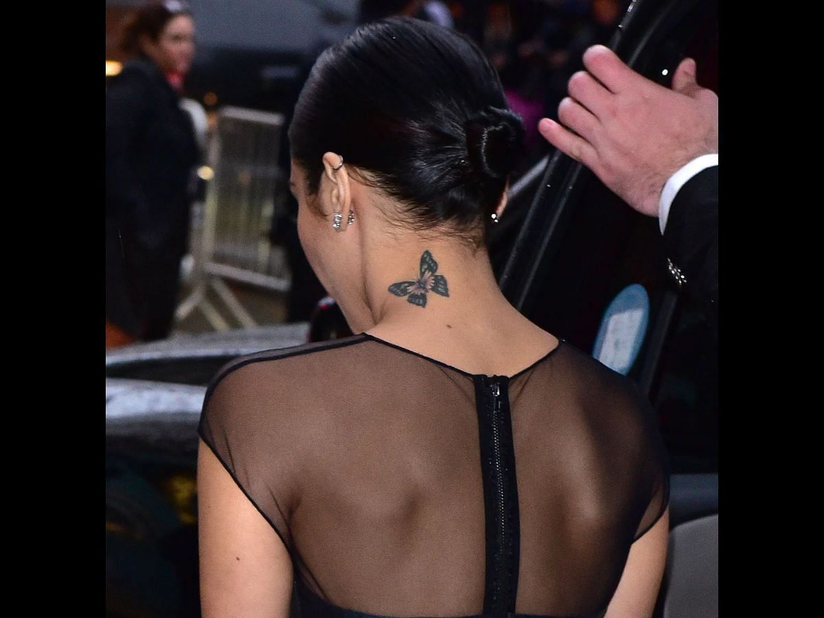 Vanessa Hudgens&#039; Butterfly tattoo (Image via Getty/ James Devaney)