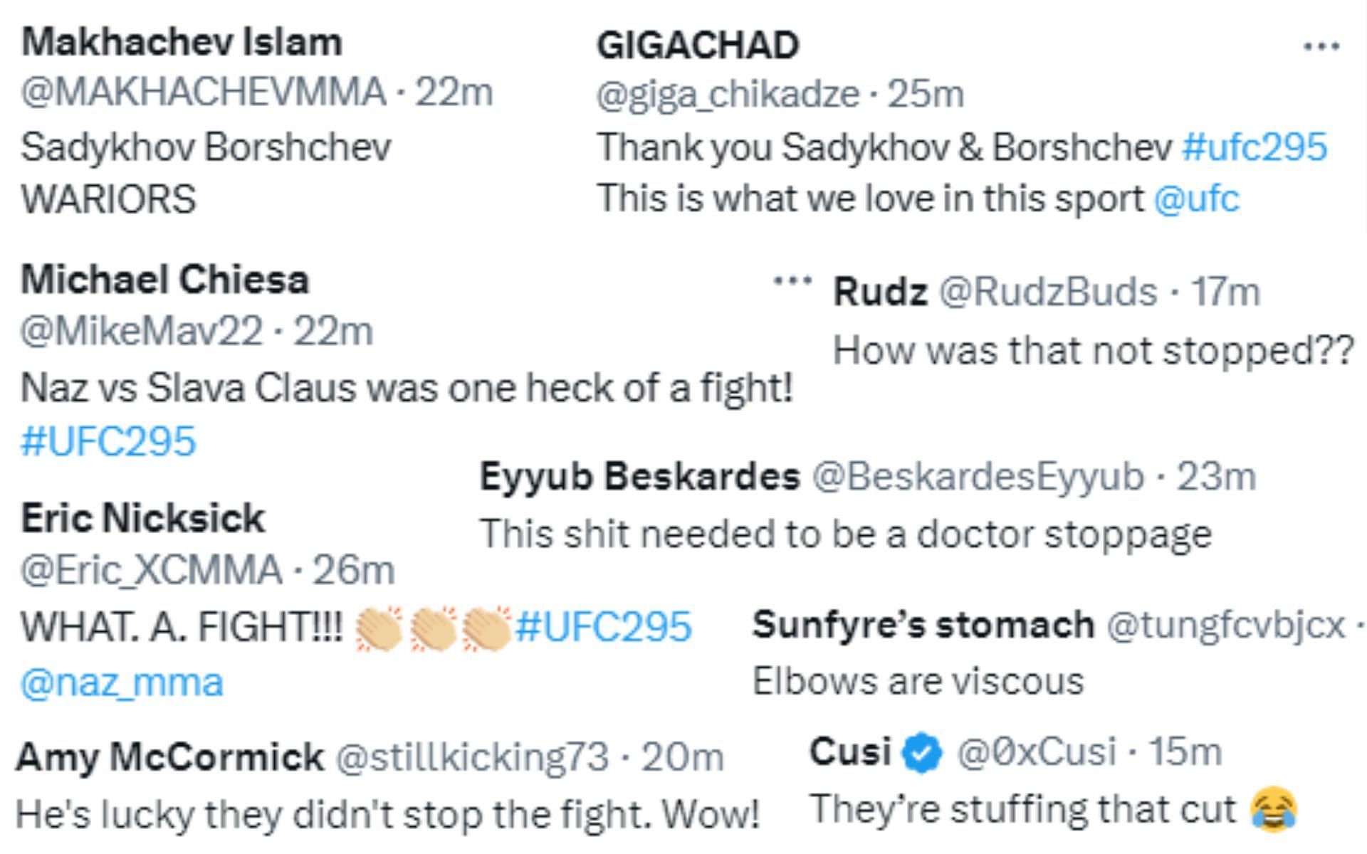 MMA fans react to Nazim Sadykhov and Viacheslav Broshchev at UFC 295