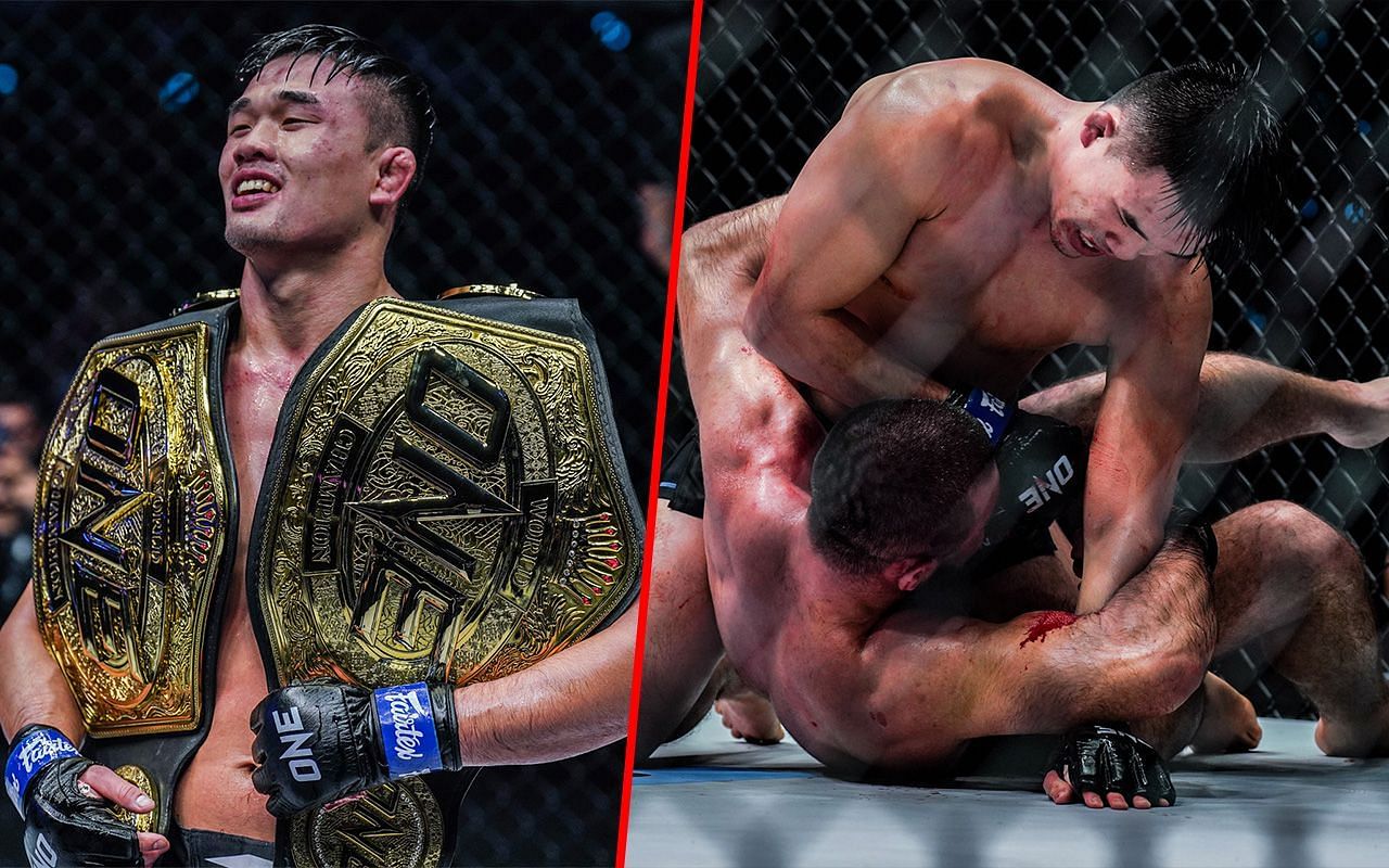 Christian Lee (left) and Lee fighting Kiamrian Abbasov (right) | Image credit: ONE Championship