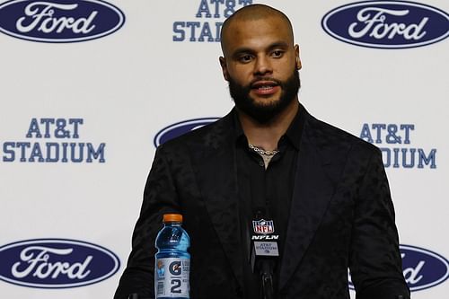 Dak Prescott speaks at Giants-Cowboys Football