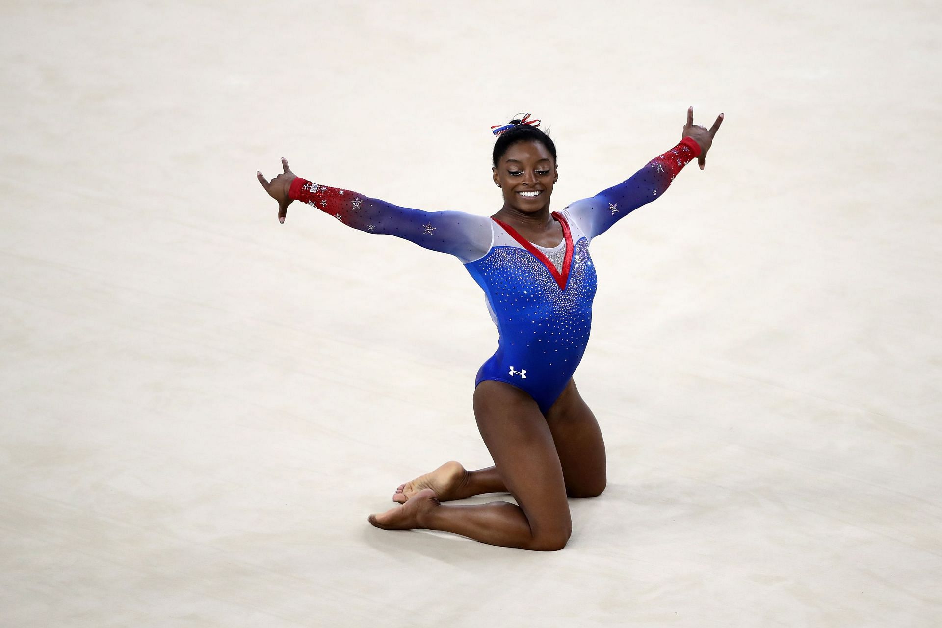Simone Biles competes in the Women&#039;s Floor final of the Rio 2016 Olympic Games in Rio de Janeiro, Brazil.