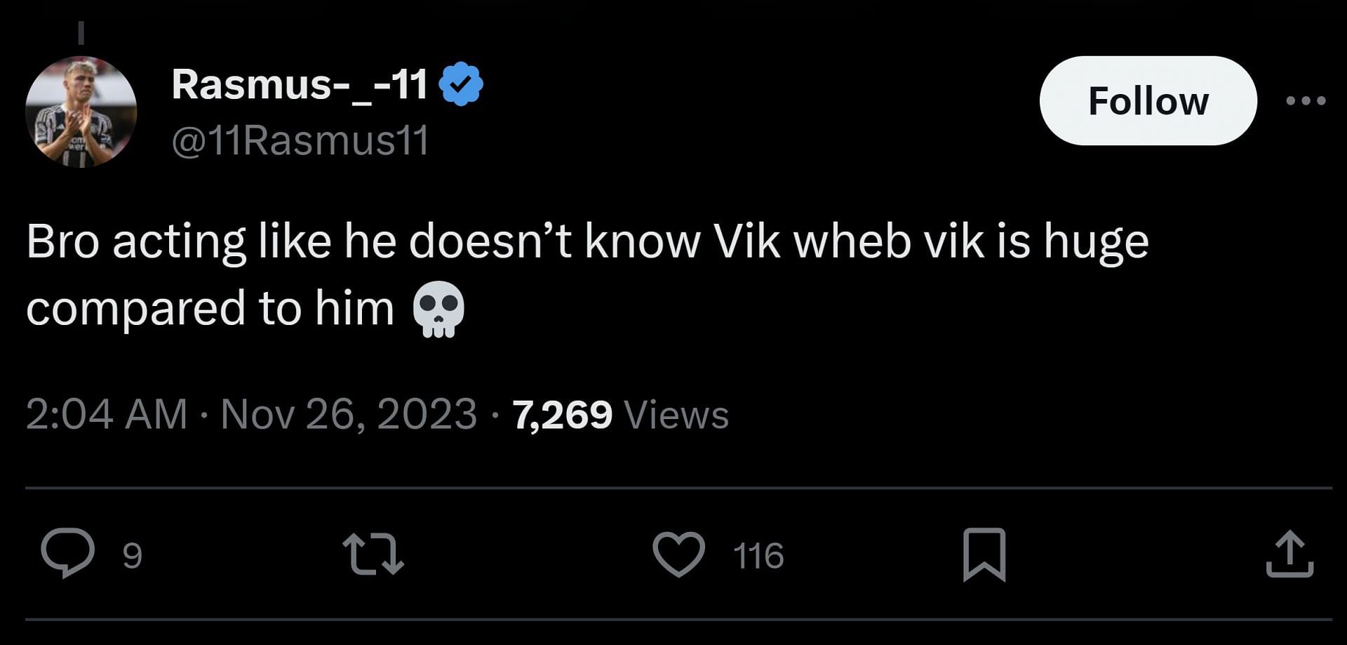 One netizen commented on the Rumble streamer not knowing who Vikkstar123 is (Image via Drama Alert/X)