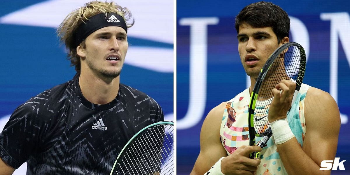 Alexander Zverev (L) and Carlos Alcaraz