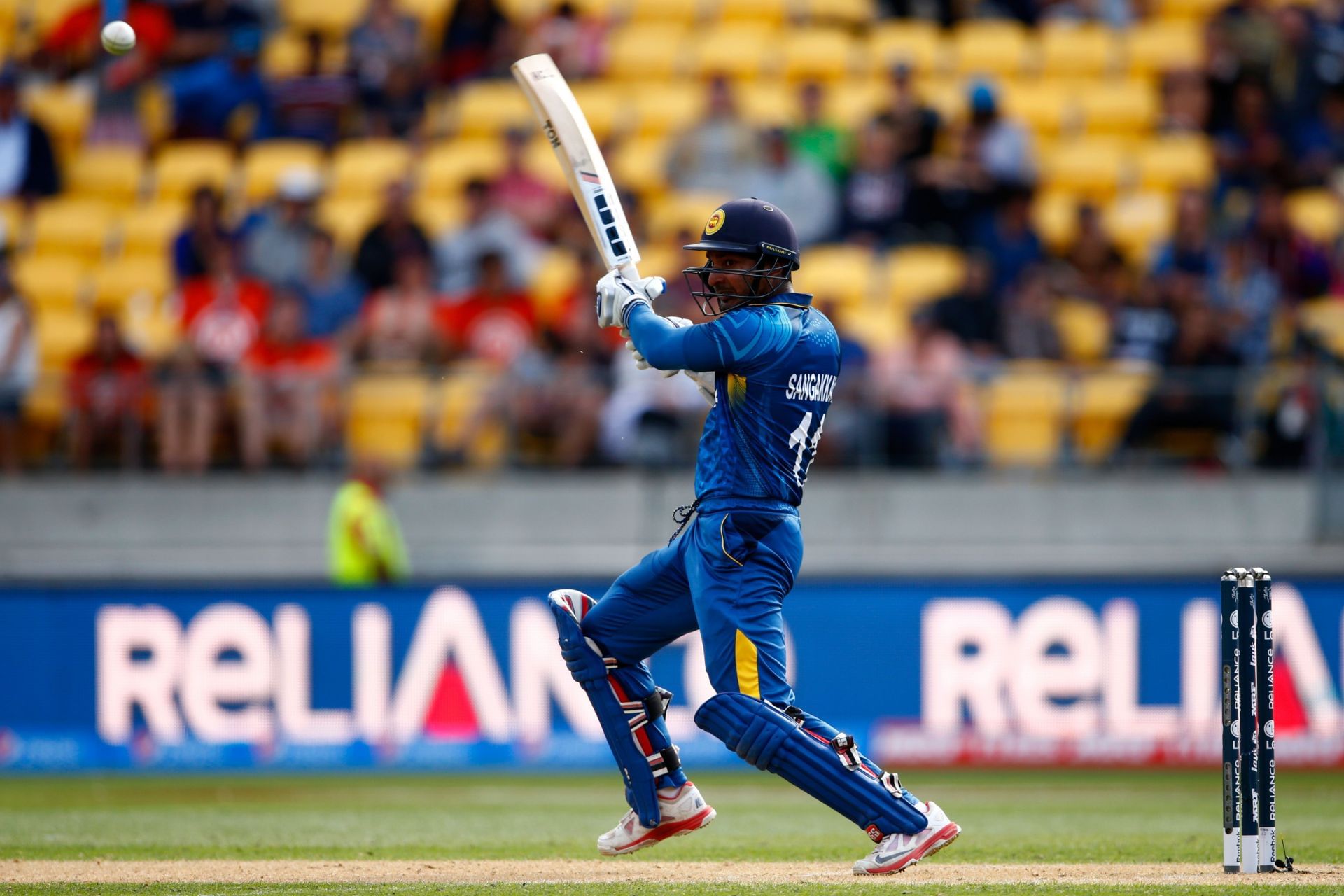 Kumar Sangakkara in action at the England v Sri Lanka - 2015 ICC Cricket World Cup.