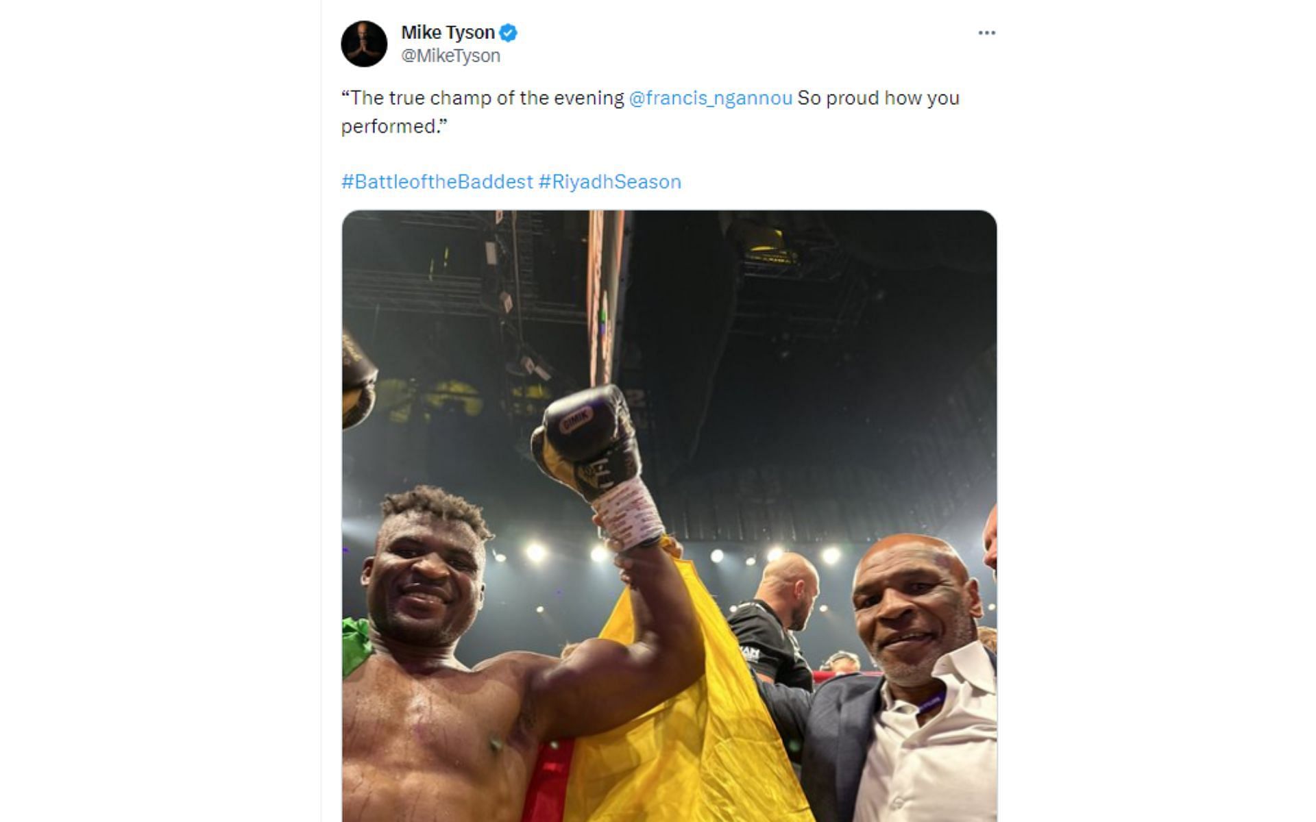 Mike Tyson&#039;s tweet regarding &#039;The Battle of the Baddest&#039;