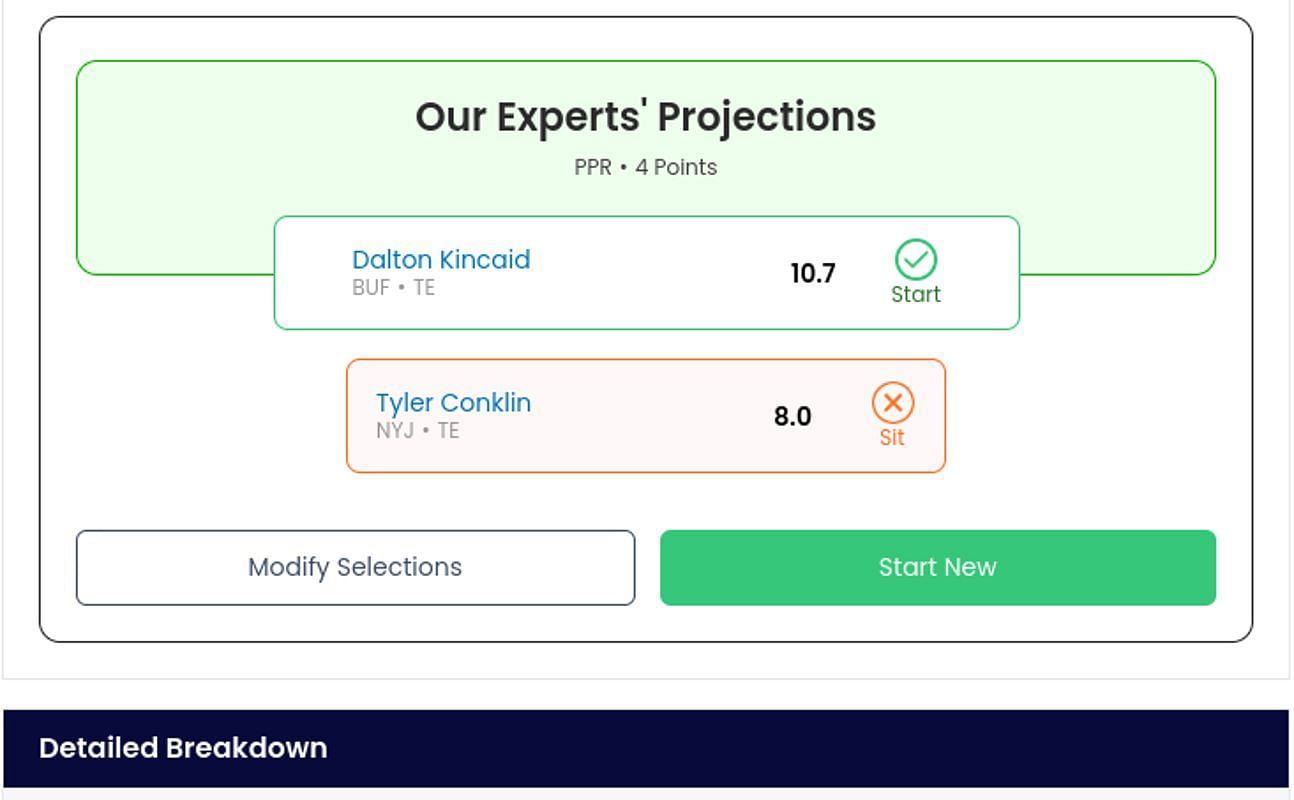 Sportskeeda Start/Sit tool