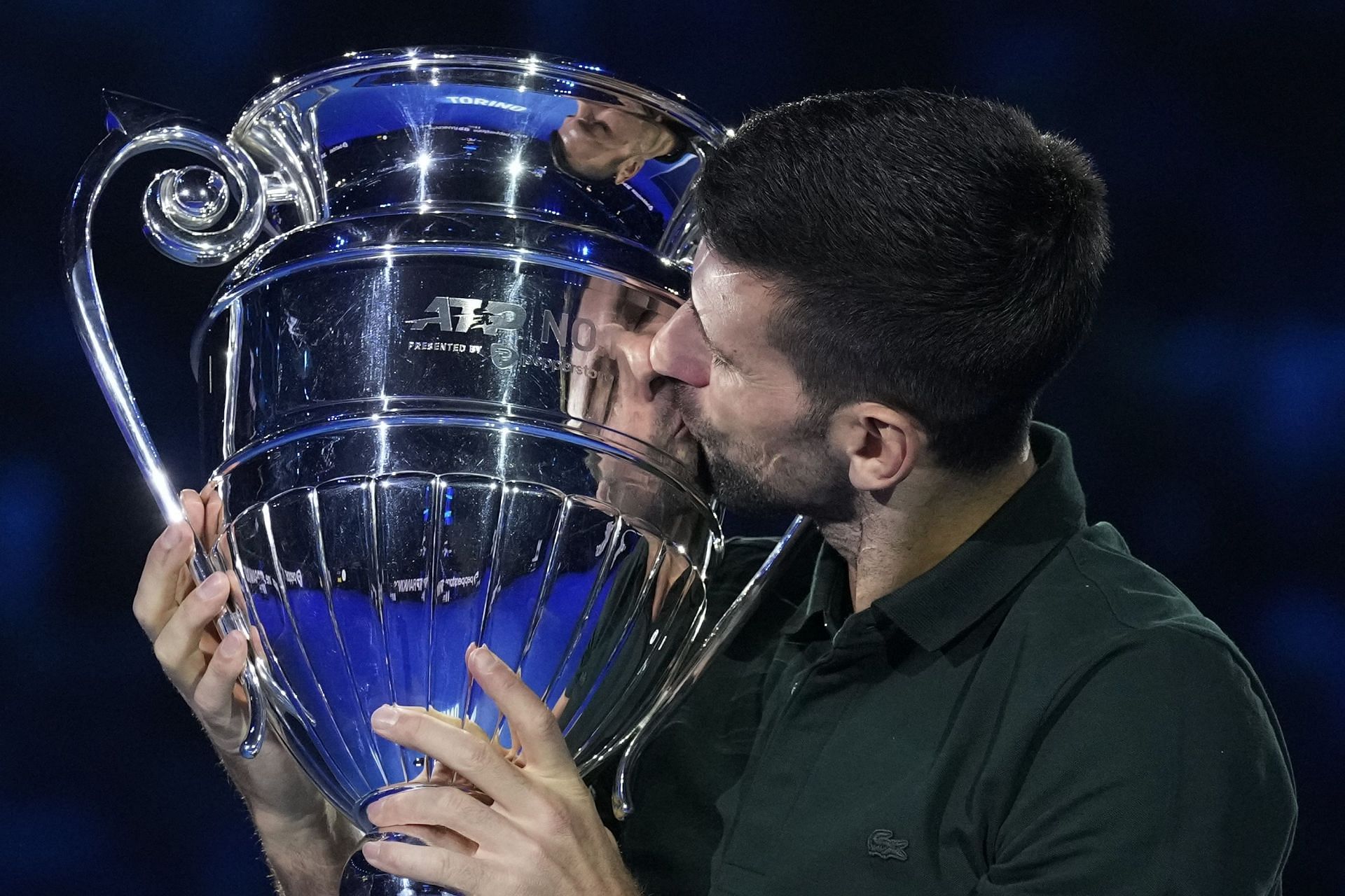 The Serb with the ATP year-end World No. 1 trophy
