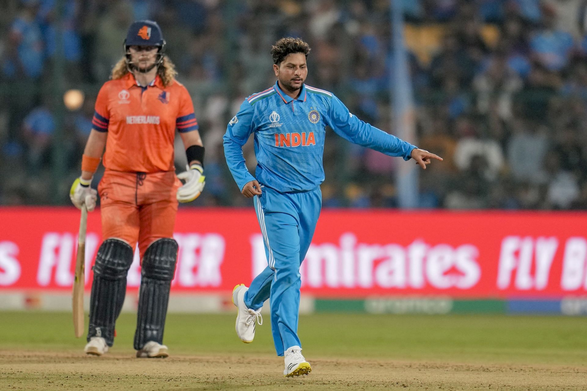 Kuldeep Yadav during a World Cup match against the Netherlands in Bengaluru [Getty Images]