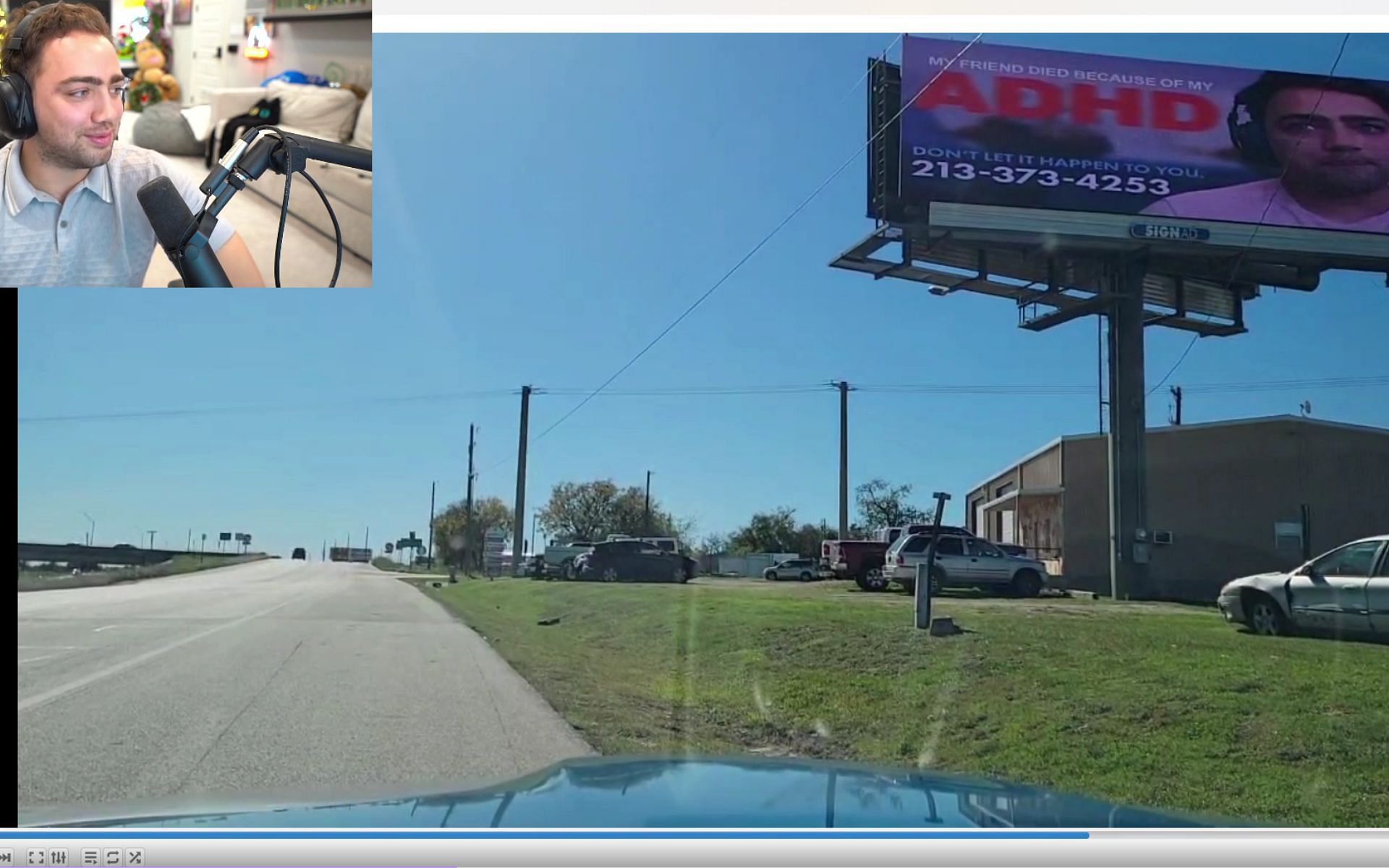 Mizkif bought a Texas Highway Billboard as Punishment (Image via Twitch/@Mizkif)
