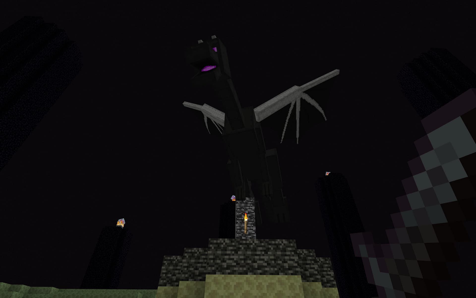 The Ender Dragon can be a difficult fight for unprepared players (Image via Mojang)