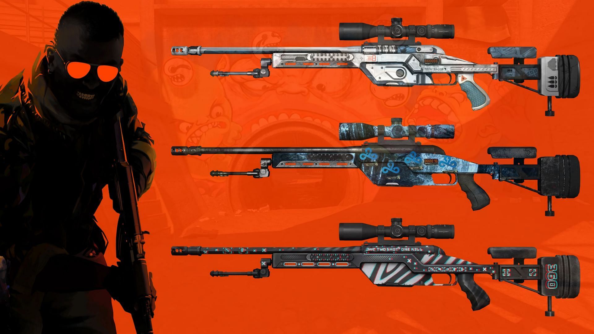 Ghost Crusader SSG 08, Abyss SSG 08, and Parallax SSG 08, and seven more SSG 08 skins (Image via Valve &amp; Sportskeeda)