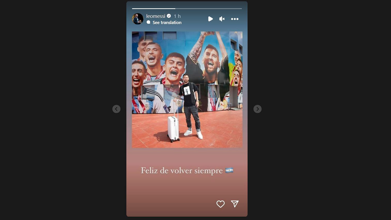 Screenshot of Lionel Messi&#039;s Instagram story