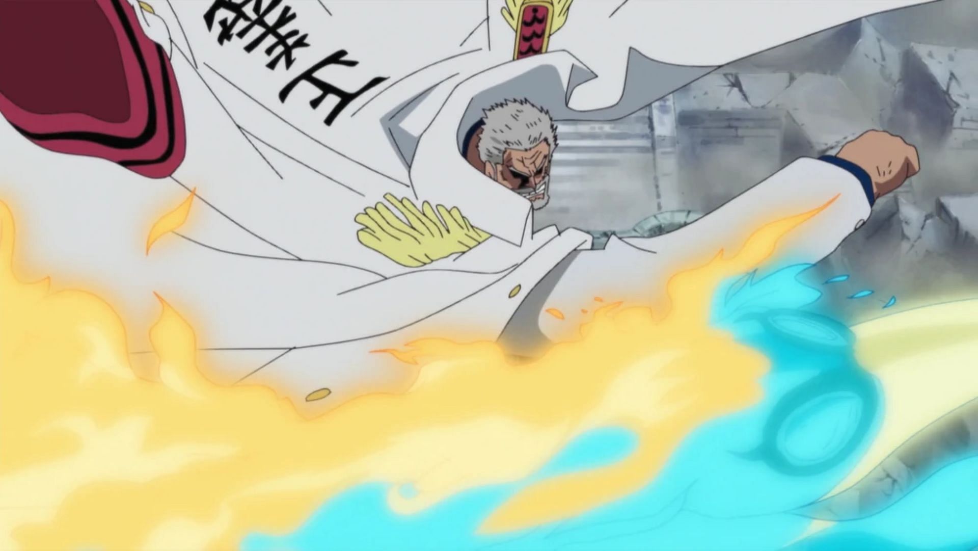 Garp is among the few marines earning Gol D. Roger&#039;s respect through strength. (Image via Toei Animation)