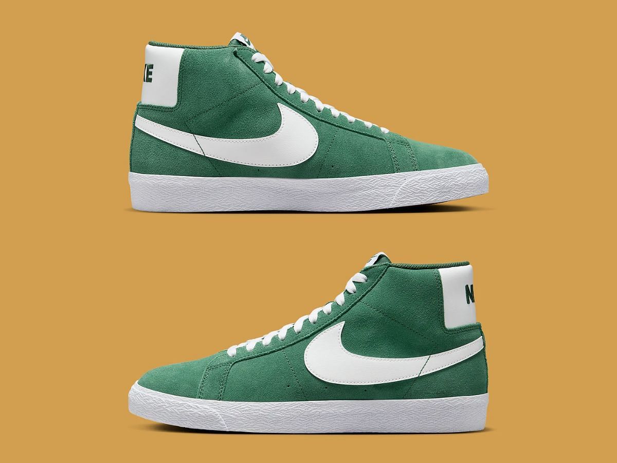 Nike SB Blazer Mid &ldquo;Green Suede&rdquo; view (Image via Sneaker News)