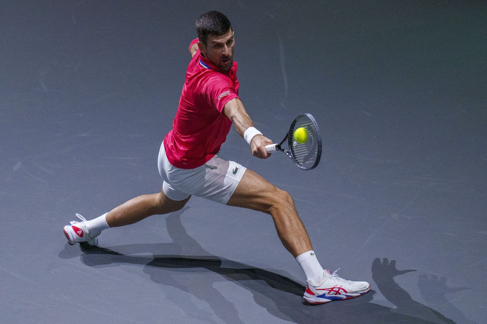 Novak Djokovic in action at the Davis Cup