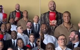 WATCH: Tyson Fury mocks Oleksandr Usyk surrounded by boxing legends in Saudi Arabia