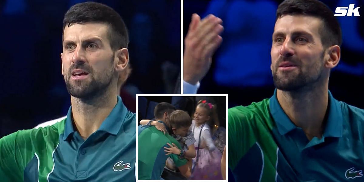 Novak Djokovic with his children Stefan and Tara