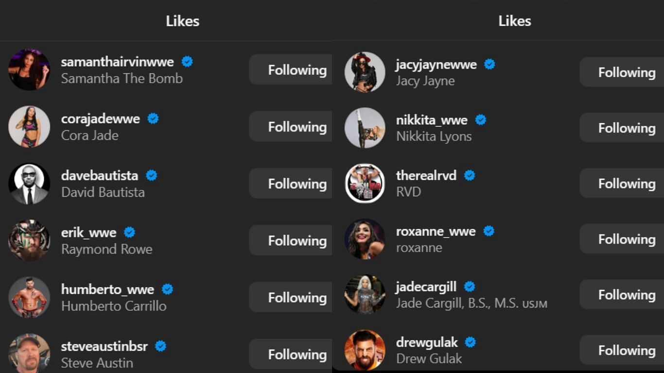 A screenshot of some reactions to Triple H&#039;s Instagram post.