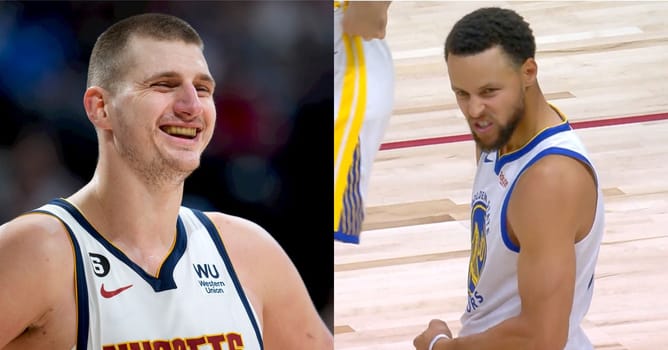 Watch: Steph Curry comically flexes on Nikola Jokic after matching his physicality on defense