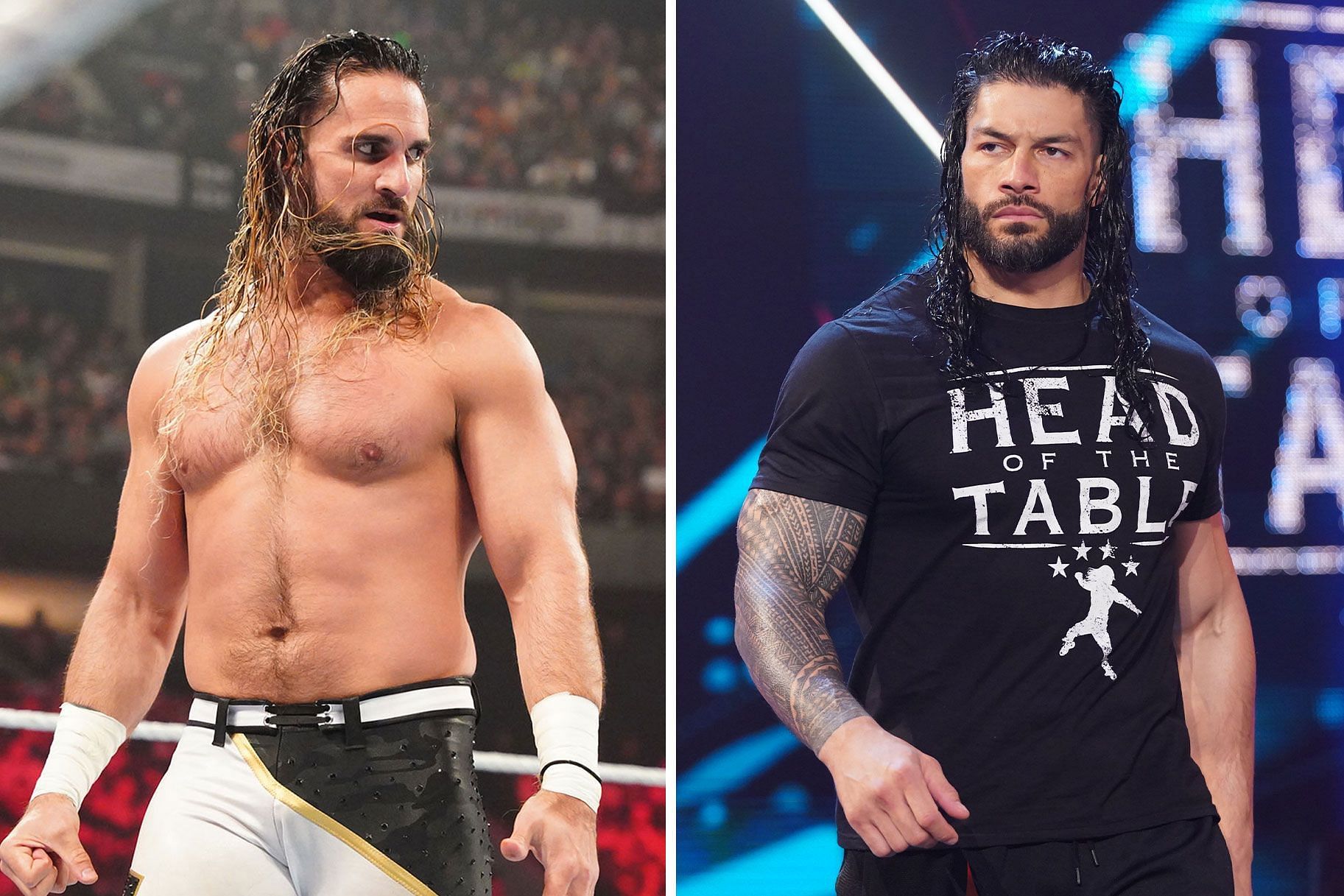 Seth Rollins (left) Roman Reigns (right)