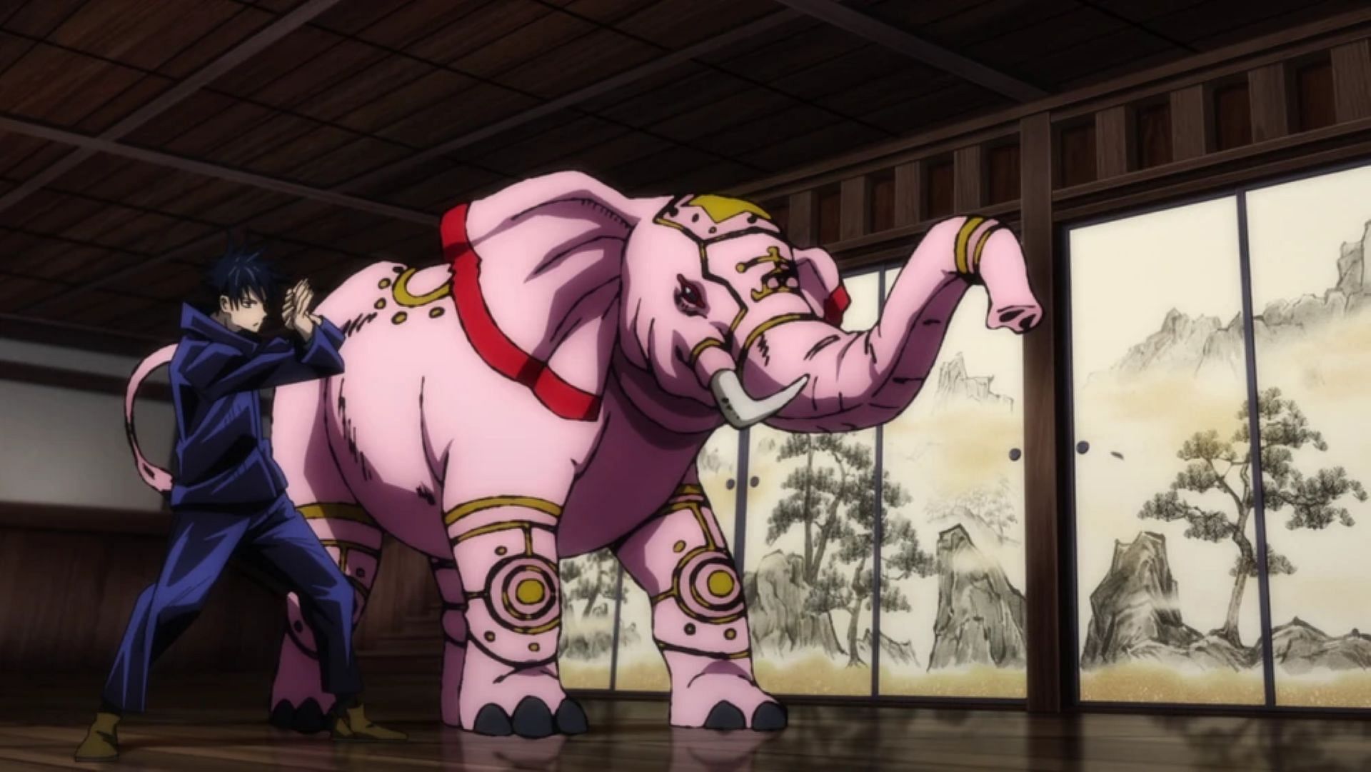 Megumi summoning the Shikigami Max Elephant. (Image via Studio MAPPA)
