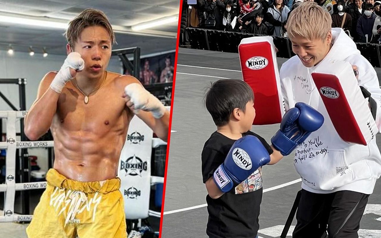 Takeru Segawa (left) and Takeru during the charity drive in Japan (right)