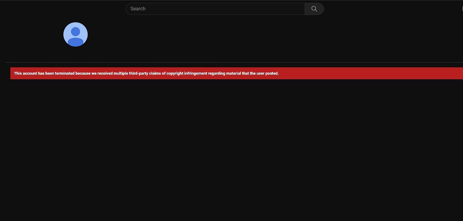 The streamer&#039;s YouTube account was Terminated (Image via YouTube/@xqc)