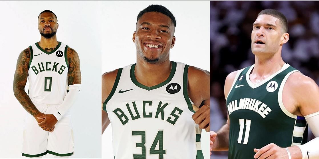 Milwaukee Bucks stars Damian Lillard (L), Giannis Antetokounmpo (C) and Brook Lopez (R) scored 30-plus points each in their game against the Washington Wizards on Friday.