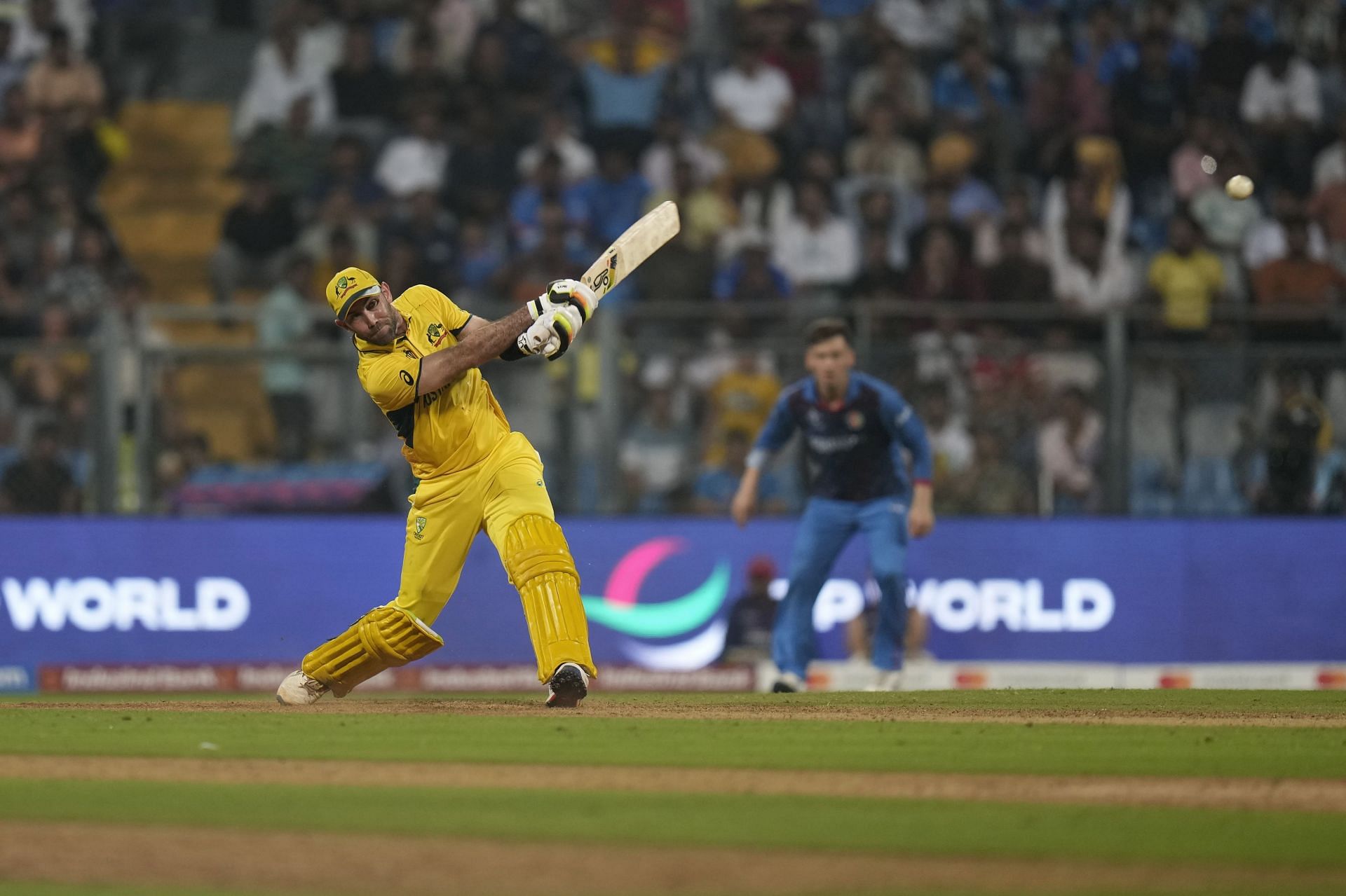 Glenn Maxwell during his spectacular double hundred against Afghanistan. (Pic: AP)