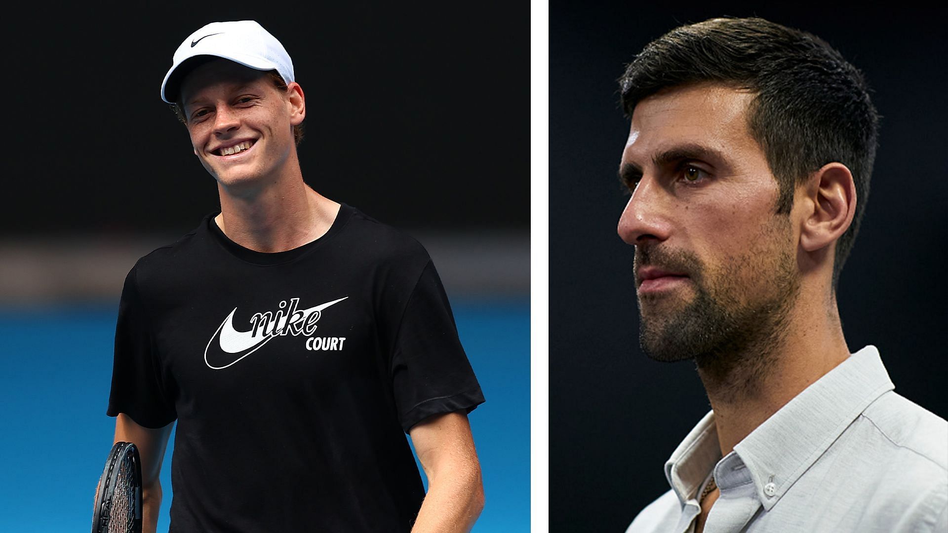 Jannik Sinner (L) and Novak Djokovic (R)