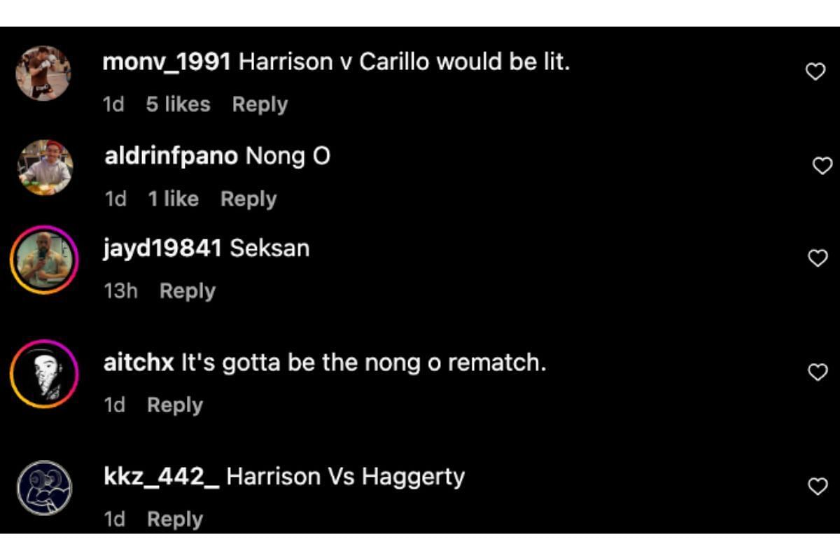 Screenshot of fans&#039; comments