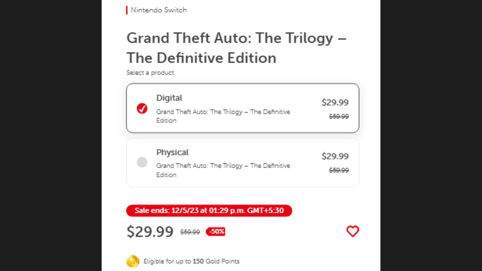Grand Theft Auto Trilogy&#039;s page on the Nintendo store (Image via nintendo.com)