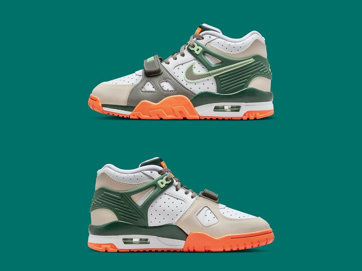 Nike Air Trainer 3 &ldquo;Miami Hurricanes&rdquo; sneakers (Image via Sneaker News)