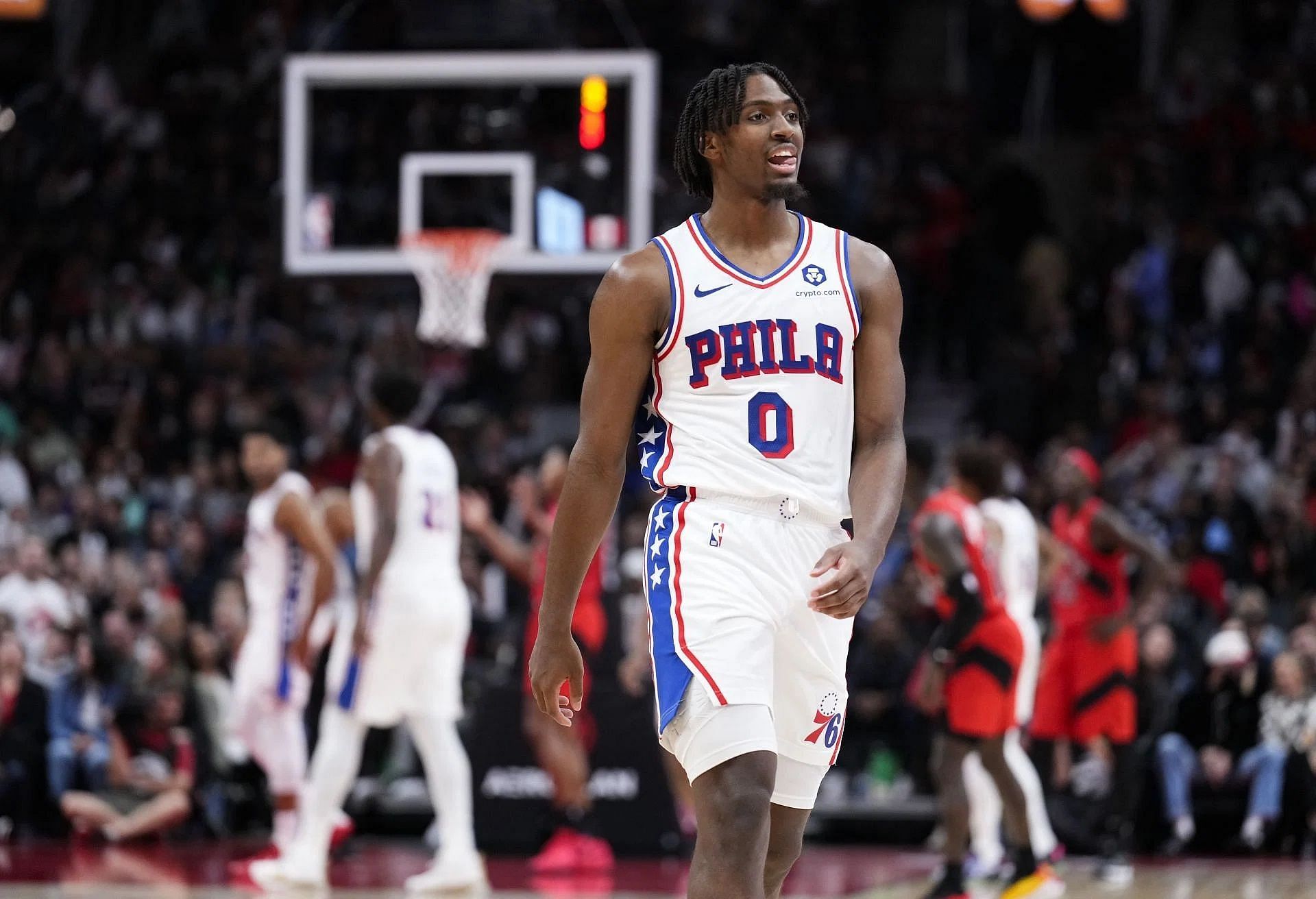 Philadelphia 76ers guard Tyrese Maxey had a lively back-and-forth with a Pelicans fan in New Orleans on Wednesday.