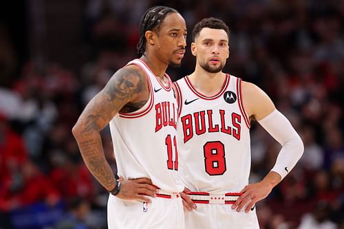 DeMar DeRozan and Zach LaVine of the Chicago Bulls