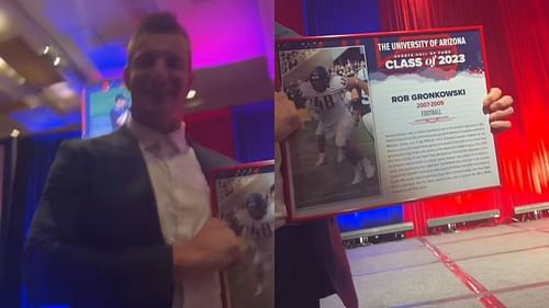 Rob Gronkowski with his University of Arizona Hall of Fame certificate