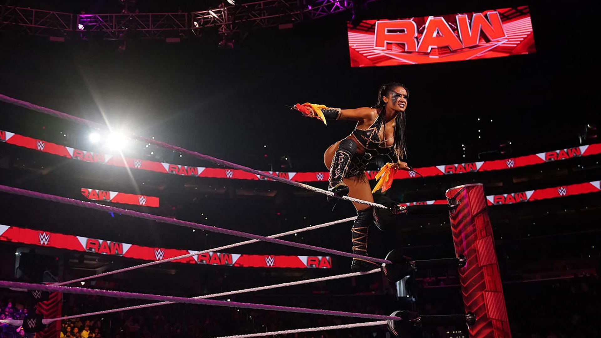 Xia Li poses for the crowd on WWE RAW