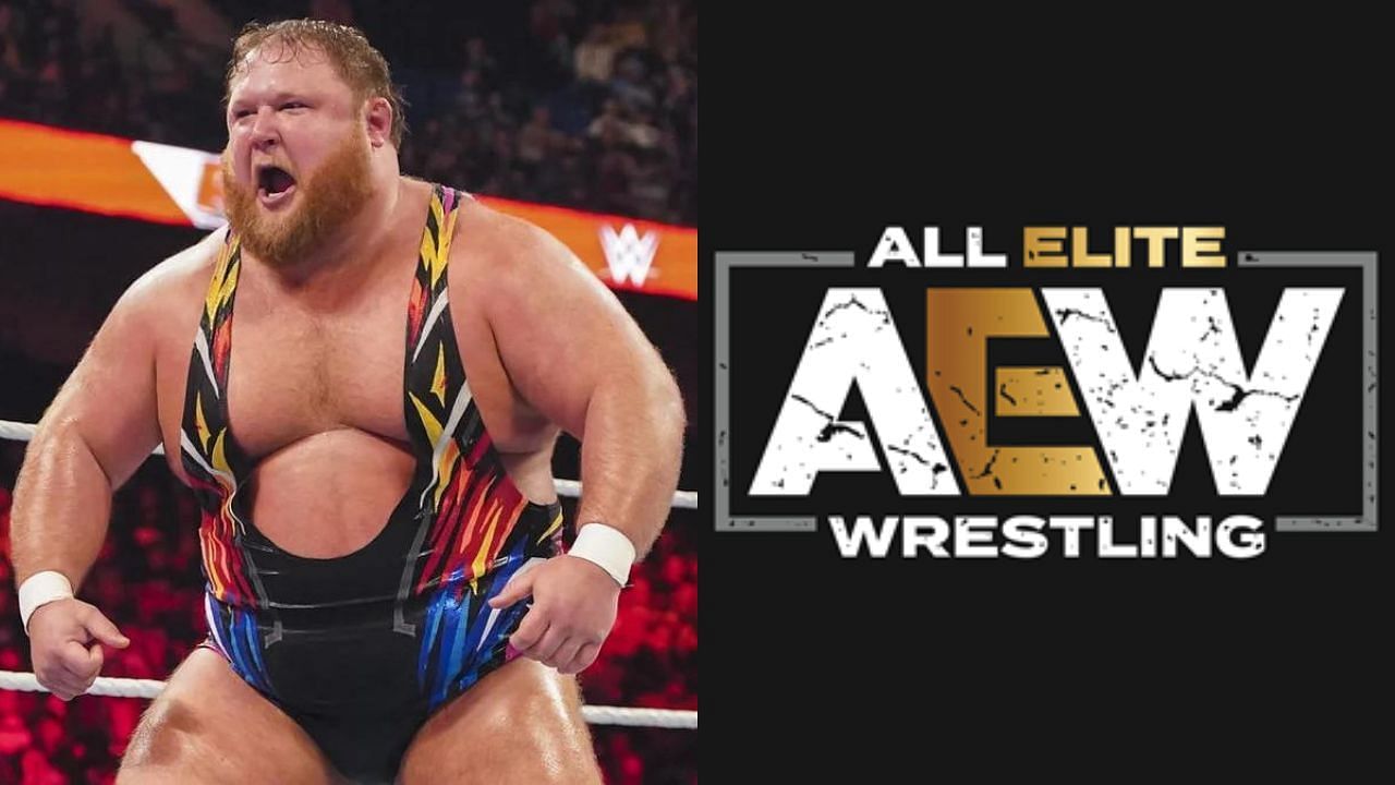 WWE star Otis (left) and AEW logo (right)