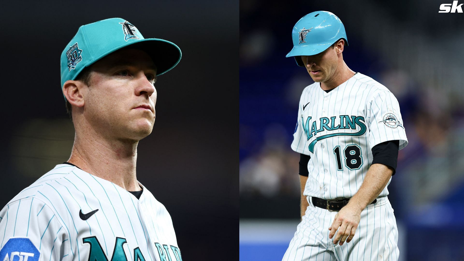 Joey Wendle of the Miami Marlins looks on during a game against the Colorado Rockies at loanDepot Park