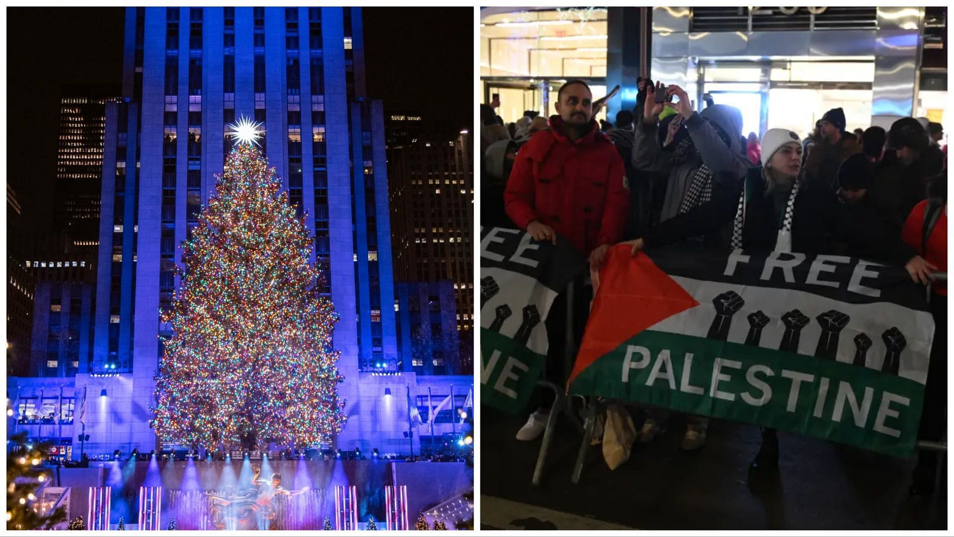 The ceremony at the Rockefeller center faced disruption from rioters (Image via Rockefeller Center / Associated Press)