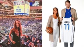 Mirjam Poterbin, who held the "Luka Doncic 7" trademark, makes rare public appearance as son whoops Clippers