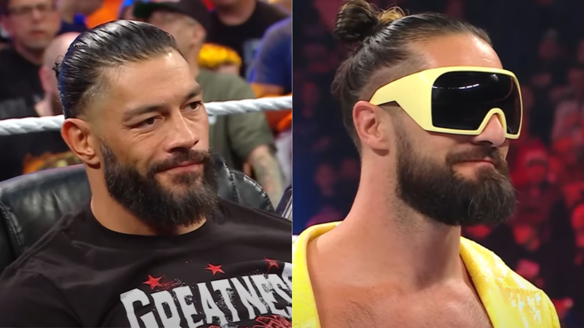 Roman Reigns (left); Seth Rollins (right)