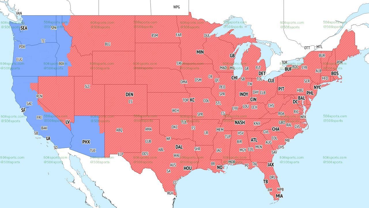 CBS TV Coverage Map (late games). Credit: 506Sports