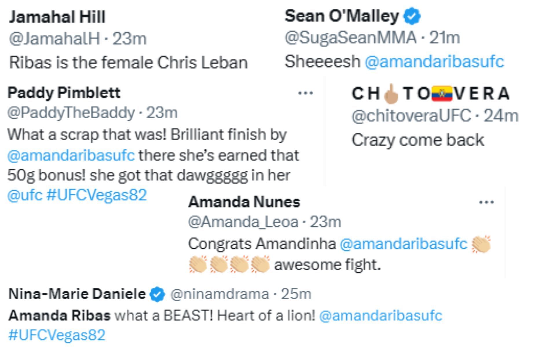 MMA fighters react to Ribas' victory over Luana Pinheiro at UFC Vegas 82