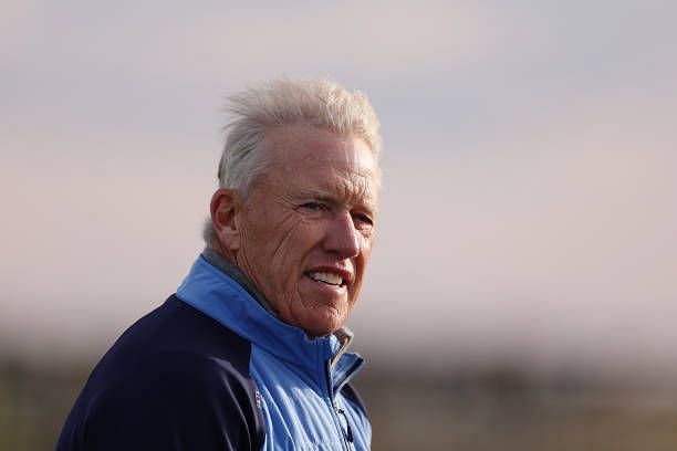 Former American Footballer, John Elway walks from the second tee during Day Two of the Alfred Dunhill Links Championship at Carnoustie Golf Links on...