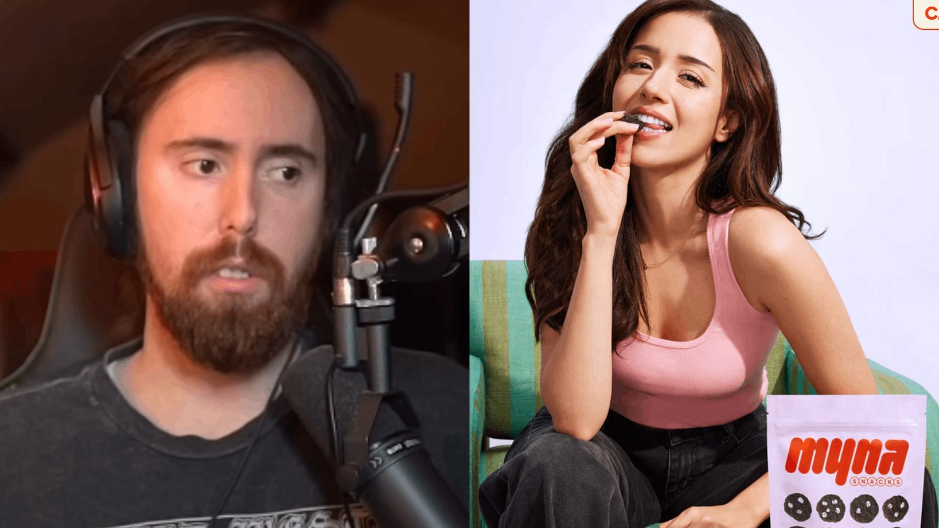 Zack called Imane &quot;out of touch&quot; for her response to critics. (Image via Asmongold Clips/YouTube and mynasnacks.com)