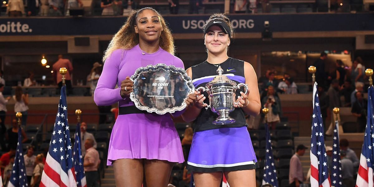 Serena Williams and Bianca Andreescu pictured at the 2019 US Open final