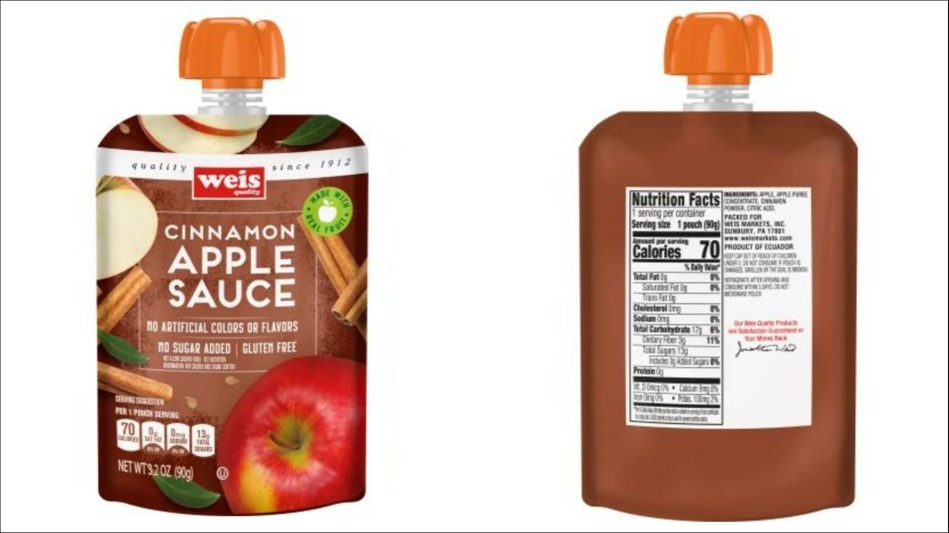 The recalled applesauce products may contain elevated levels of lead and may cause lead toxicity (Image via FDA)