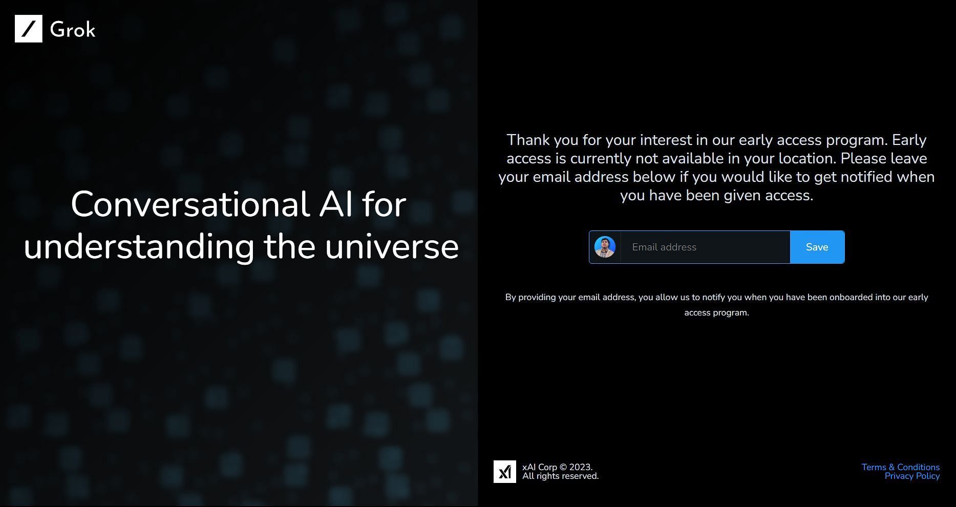 The official Grok AI website (Image via xAI)