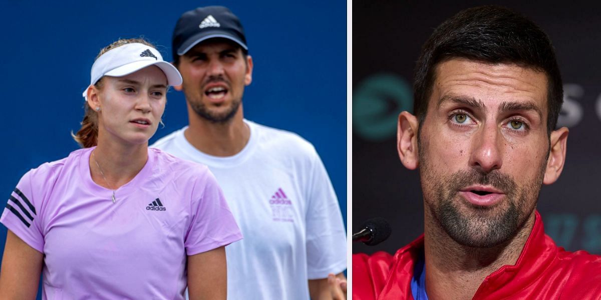 Elena Rybakina with coach Stefano Vukov; Novak Djokovic (R)